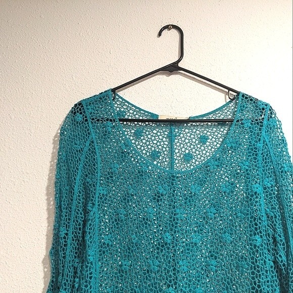 Marci Teal Light Knit Hi Low Long Sleeve Sweater, Women's Xtra Large - Picture 5 of 8